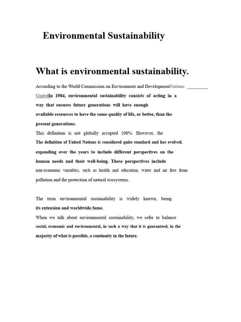 Environmental Sustainability | PDF | Sustainability | Resource