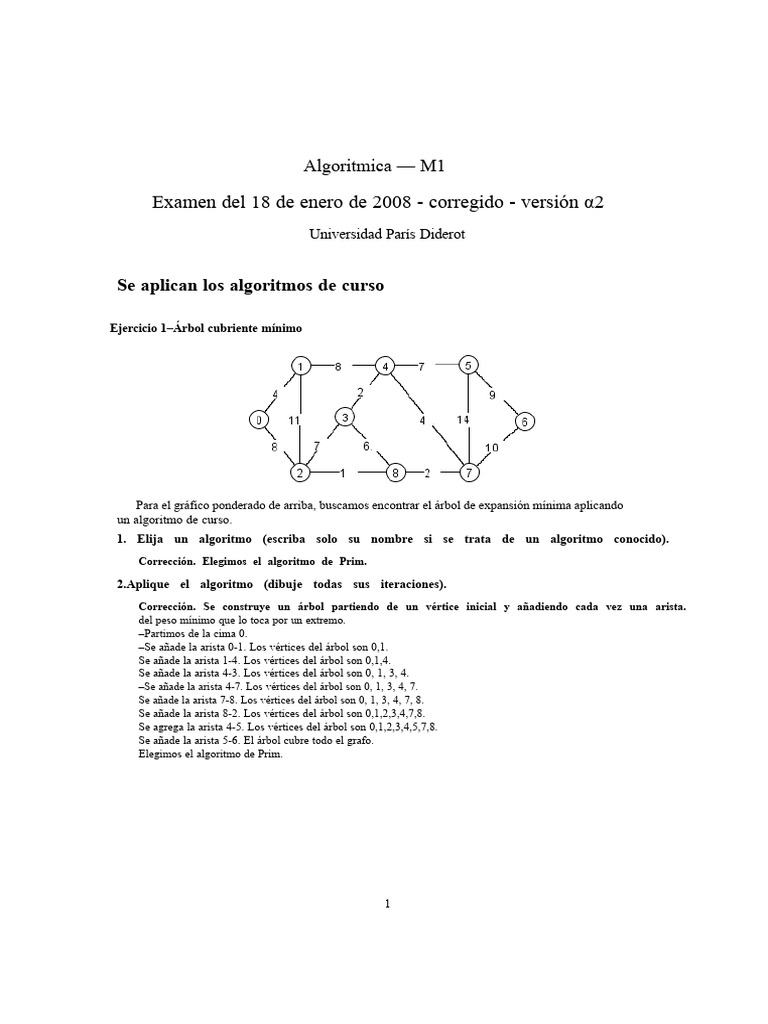 Algoritmo de Prim y MST en Grafos | PDF | Matemáticas Aplicadas ...