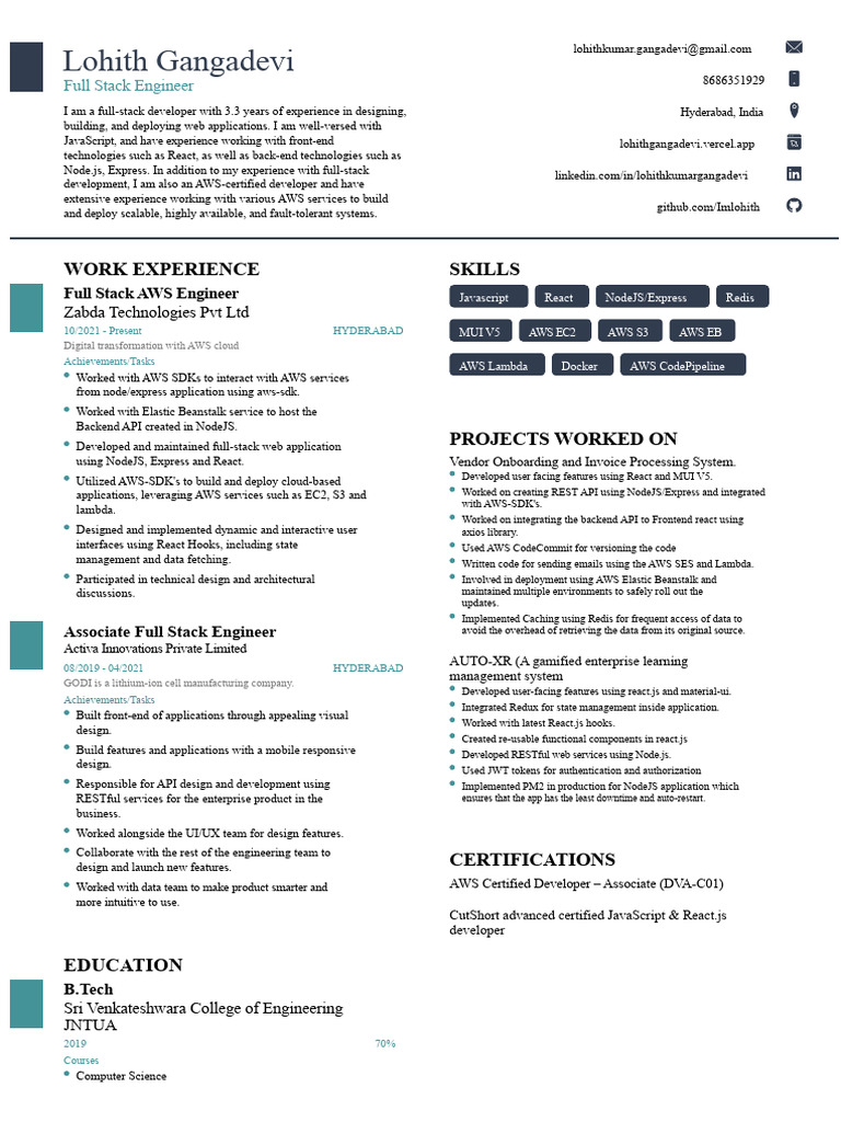 Full Stack Engineer with AWS Expertise | PDF | Amazon Web Services ...