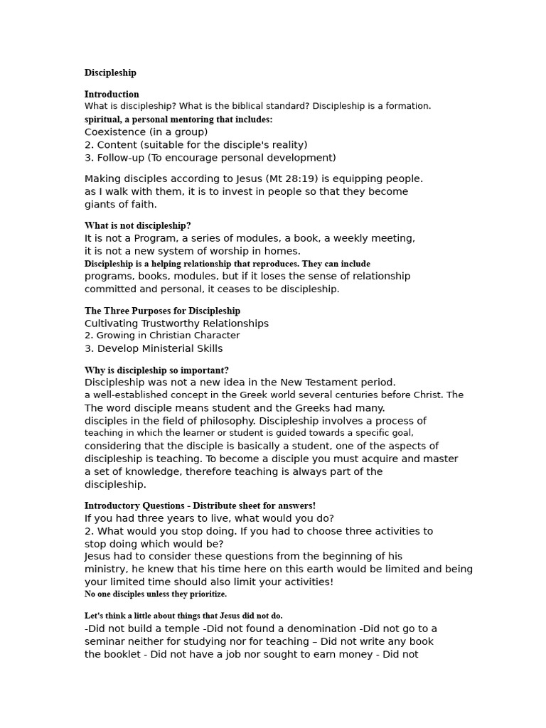 Discipleship: A Personal Mentoring Guide | PDF | Disciple (Christianity ...