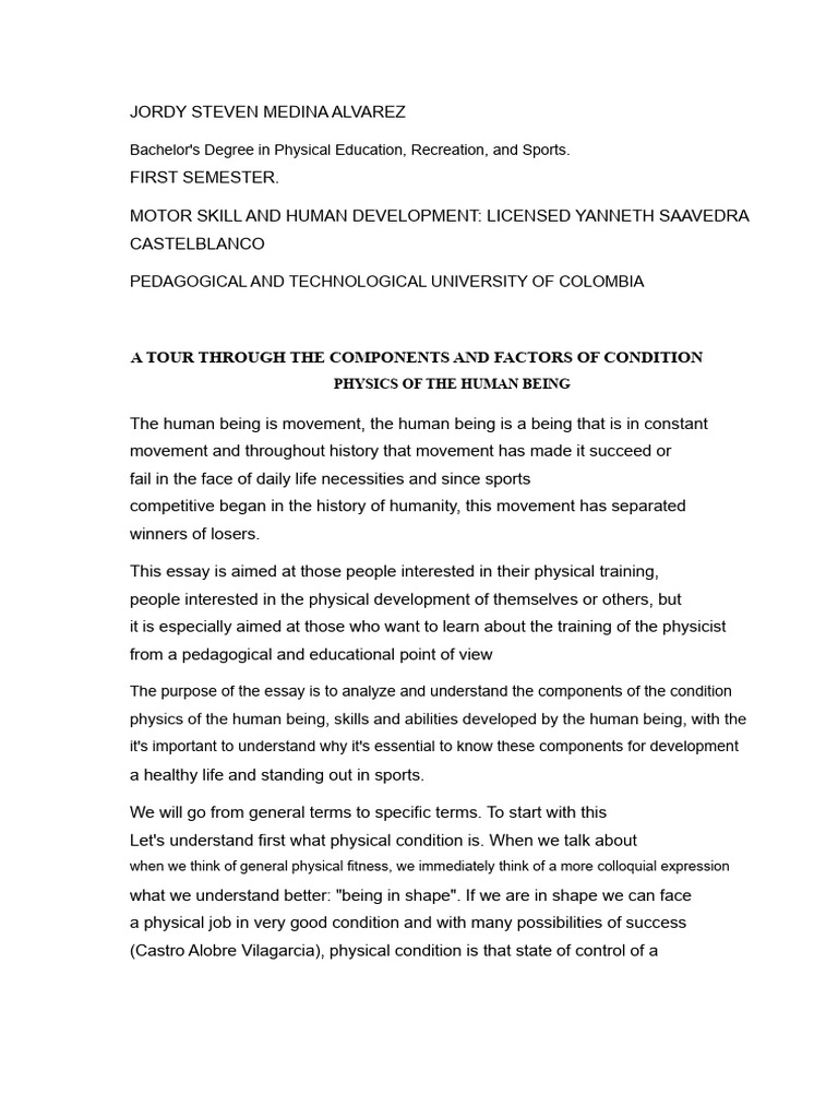 Physical Condition Essay | PDF | Aerobic Exercise | Endurance