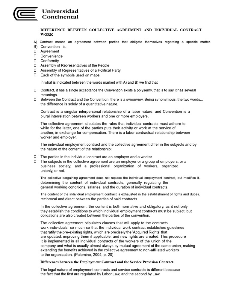 Difference Between Collective Agreement and Individual Employment ...