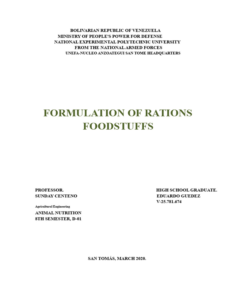 Animal Ration Formulation Techniques | PDF | Foods | Phosphorus