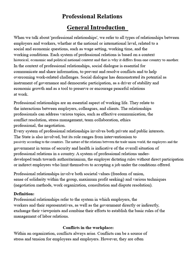 Understanding Professional Relationships | PDF | Employment | Trade Union