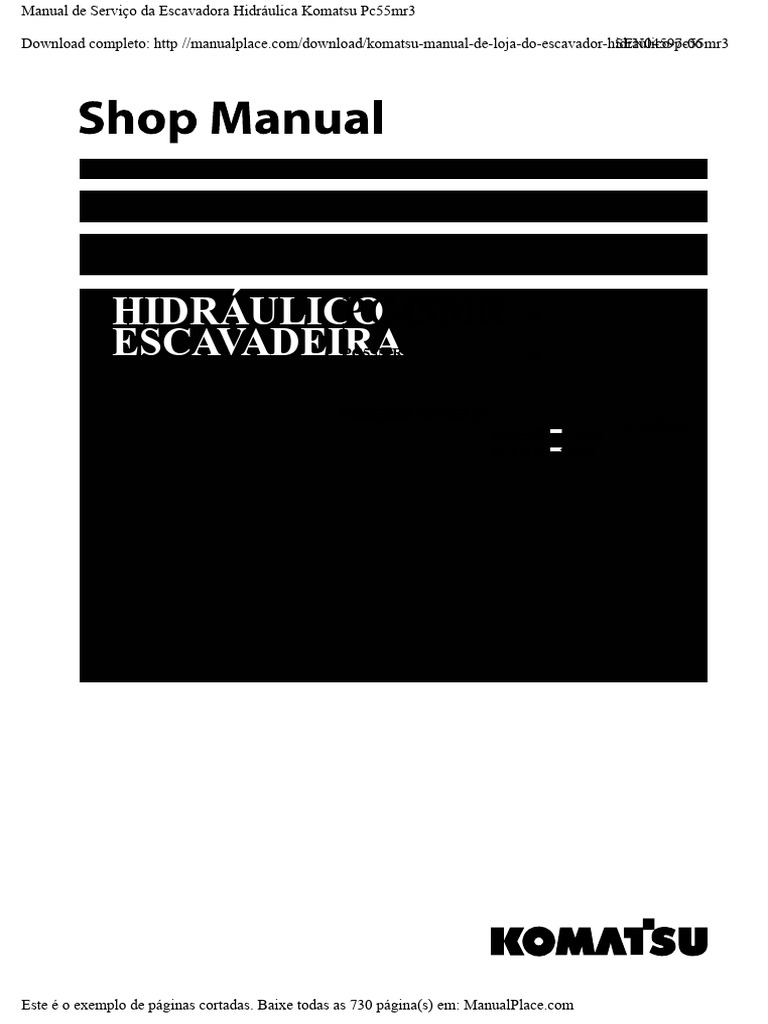 Manual da Escavadeira Komatsu PC55MR-3 | PDF