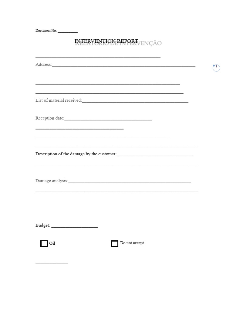 Intervention Report Template | PDF