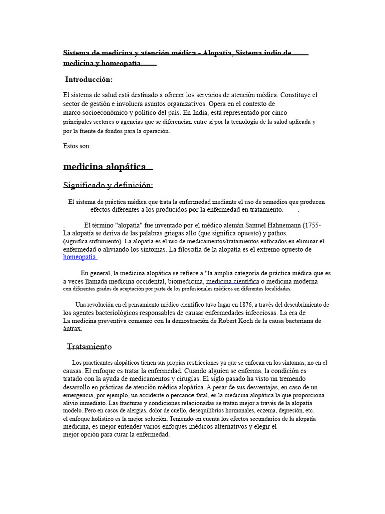 Sistema de Medicina y Cuidado de La Salud | PDF | Homeopatía | Ayurveda