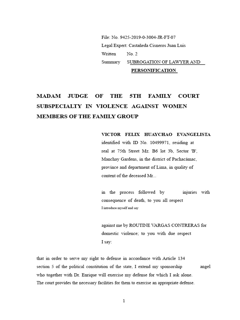 Subrogation of Lawyer in Domestic Violence Case | PDF | Justice | Crime ...
