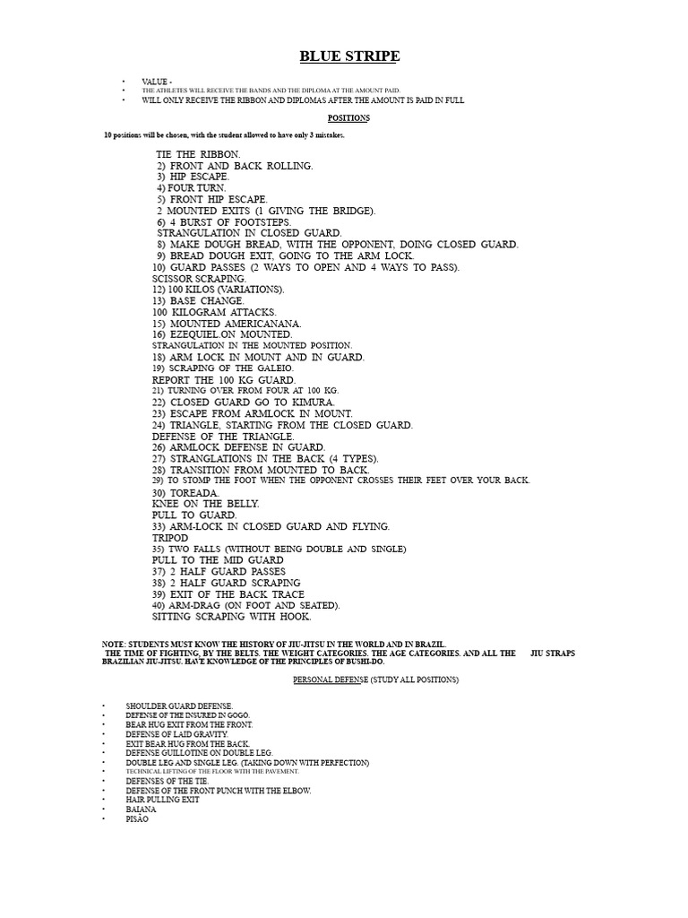 Blue Stripe Jiu-Jitsu Curriculum Guide | PDF | Brazilian Jiu Jitsu ...