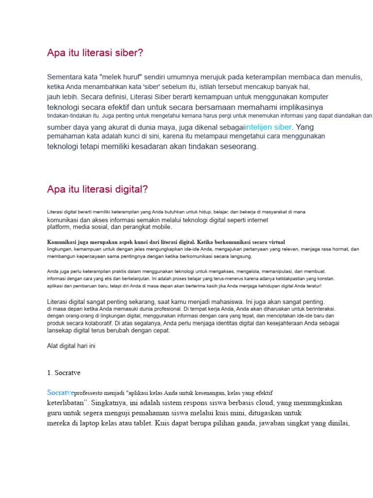 Memahami Literasi Siber dan Digital | PDF