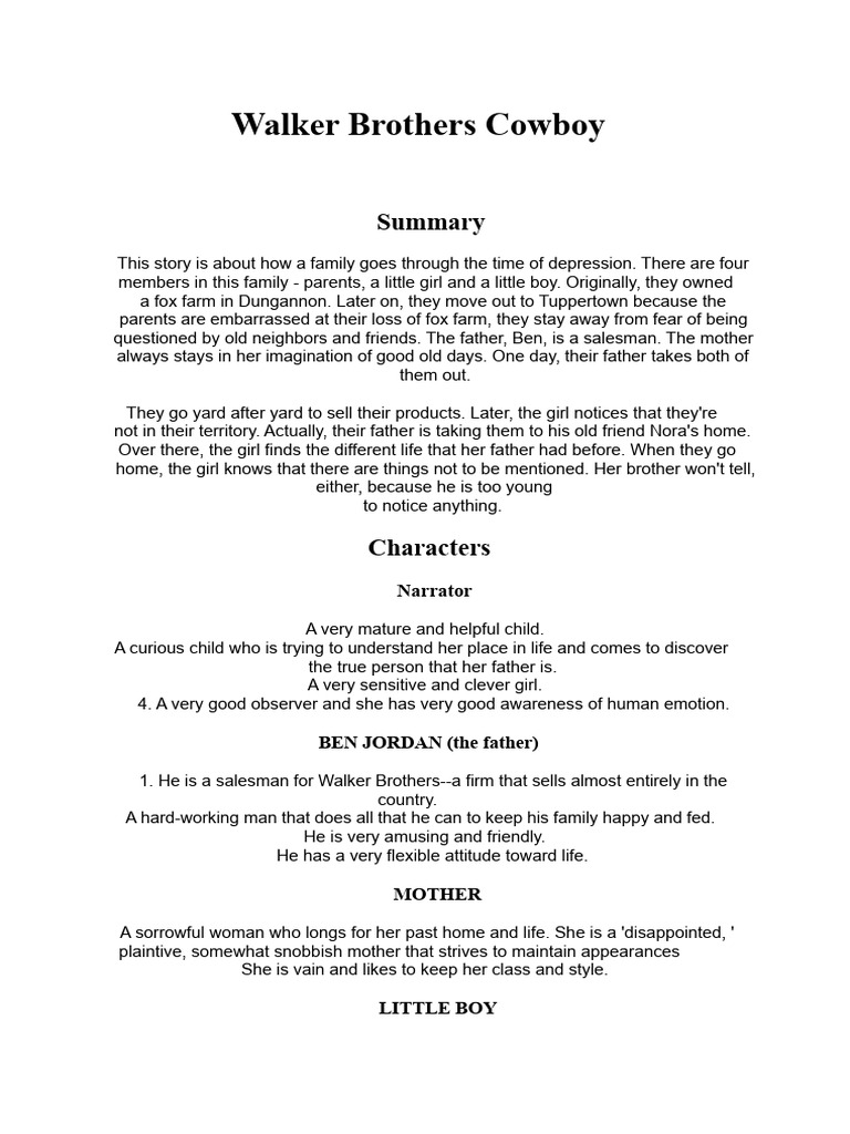 Walker Brothers Cowboy, Alice Munro | PDF | Behavioural Sciences