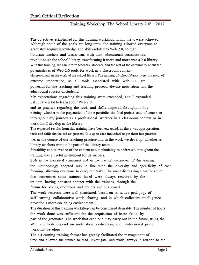 Reflection on School Library 2.0 Training | PDF | School Library ...