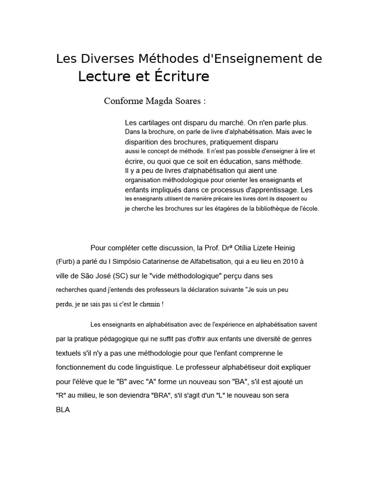 Méthodes d'Enseignement de la Lecture | PDF | Syllabe | Alphabétisation