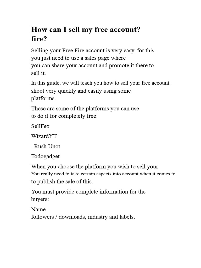 How Can I Sell My Free Fire Account (1) ? | PDF