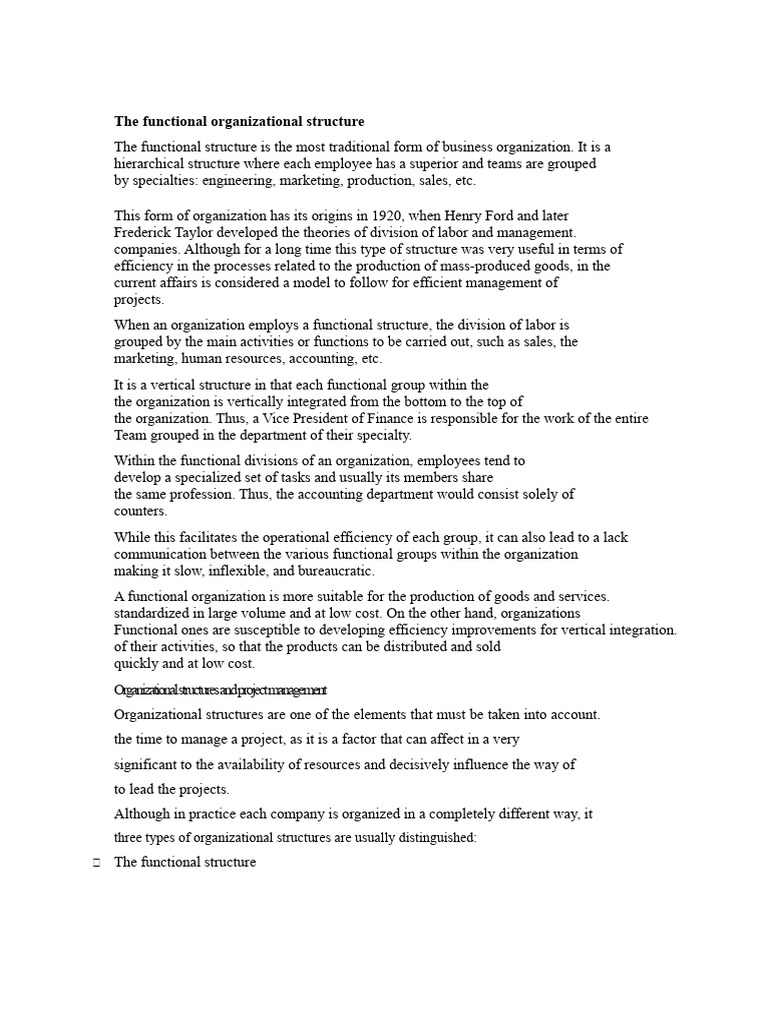 Understanding Functional Organizational Structure | PDF ...