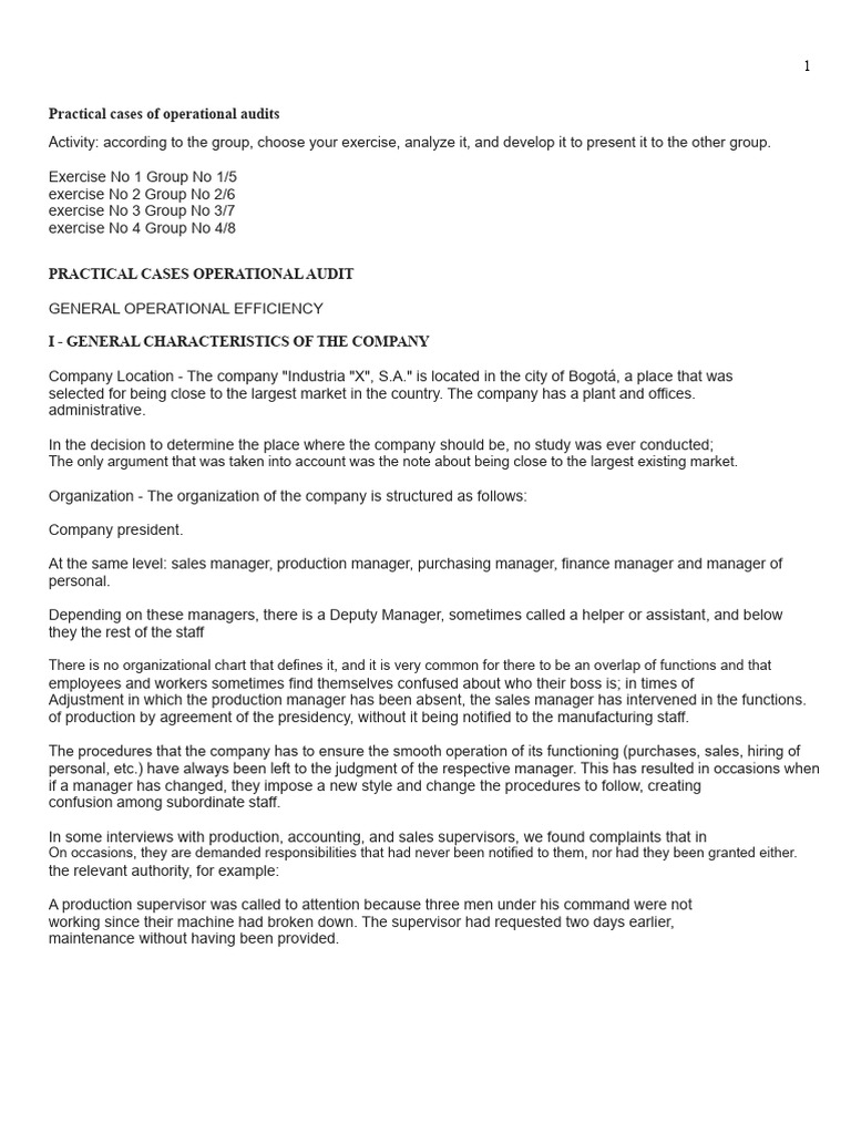 Operational Audit Case Study Analysis | PDF | Employment | Salary