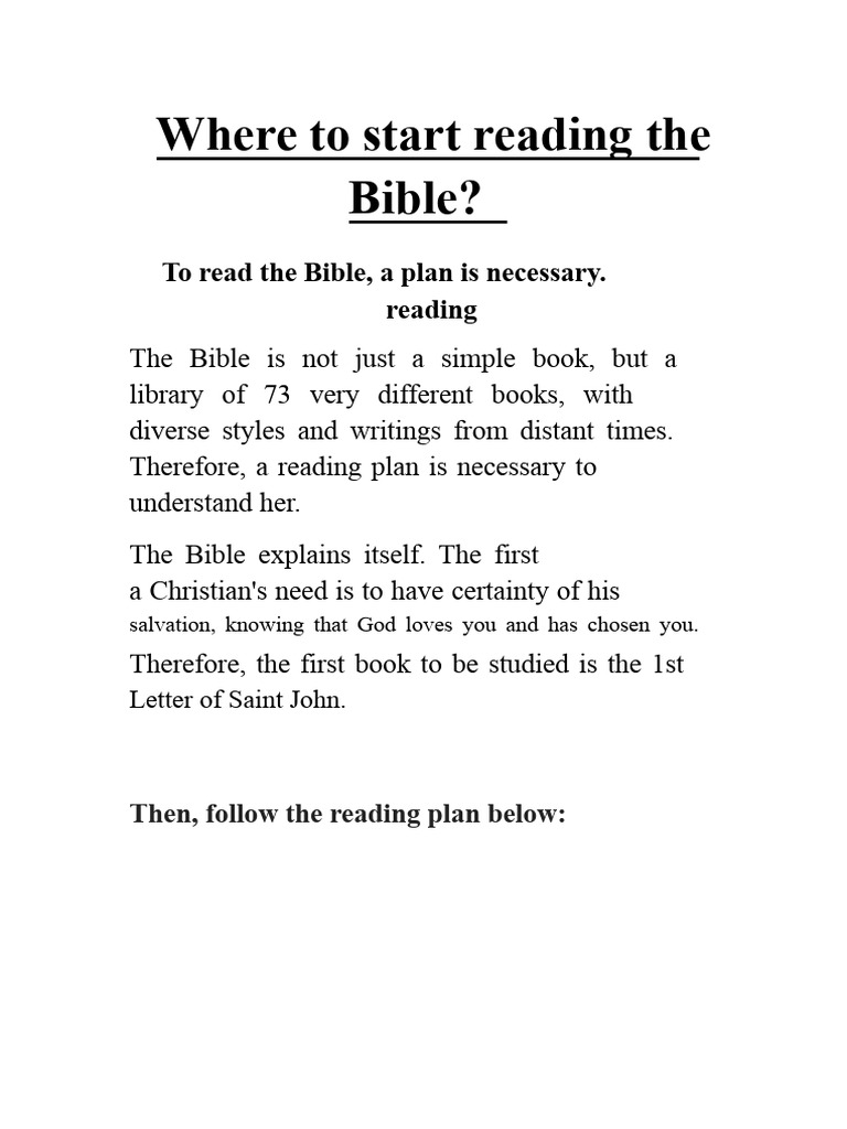 Where To Start Reading The Bible | PDF