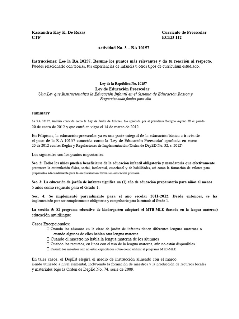Lección 5 | PDF | Educación de la primera infancia | Plan de estudios