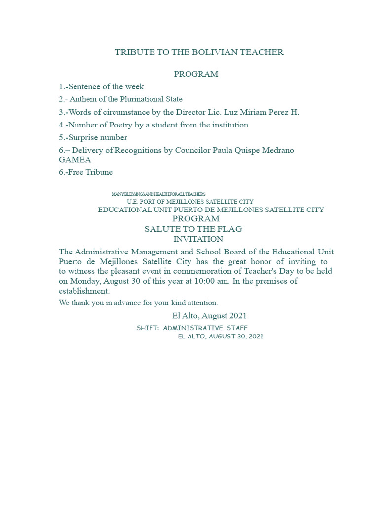 Teacher's Day Program 2021 | PDF