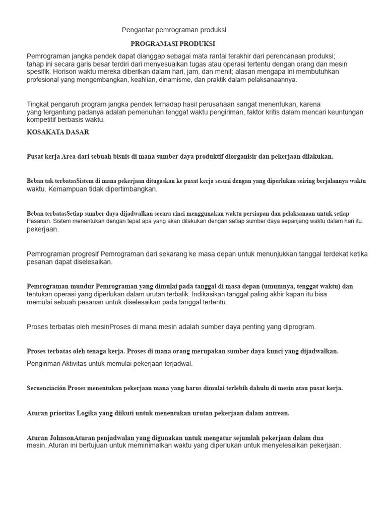 Pengantar Pemrograman Produksi | PDF