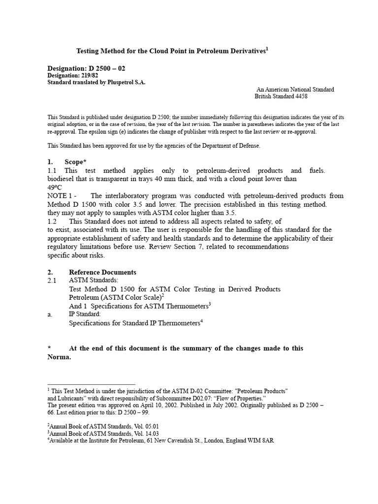 Cloud Point Testing for Petroleum Fuels | PDF | Biodiesel | Ethanol