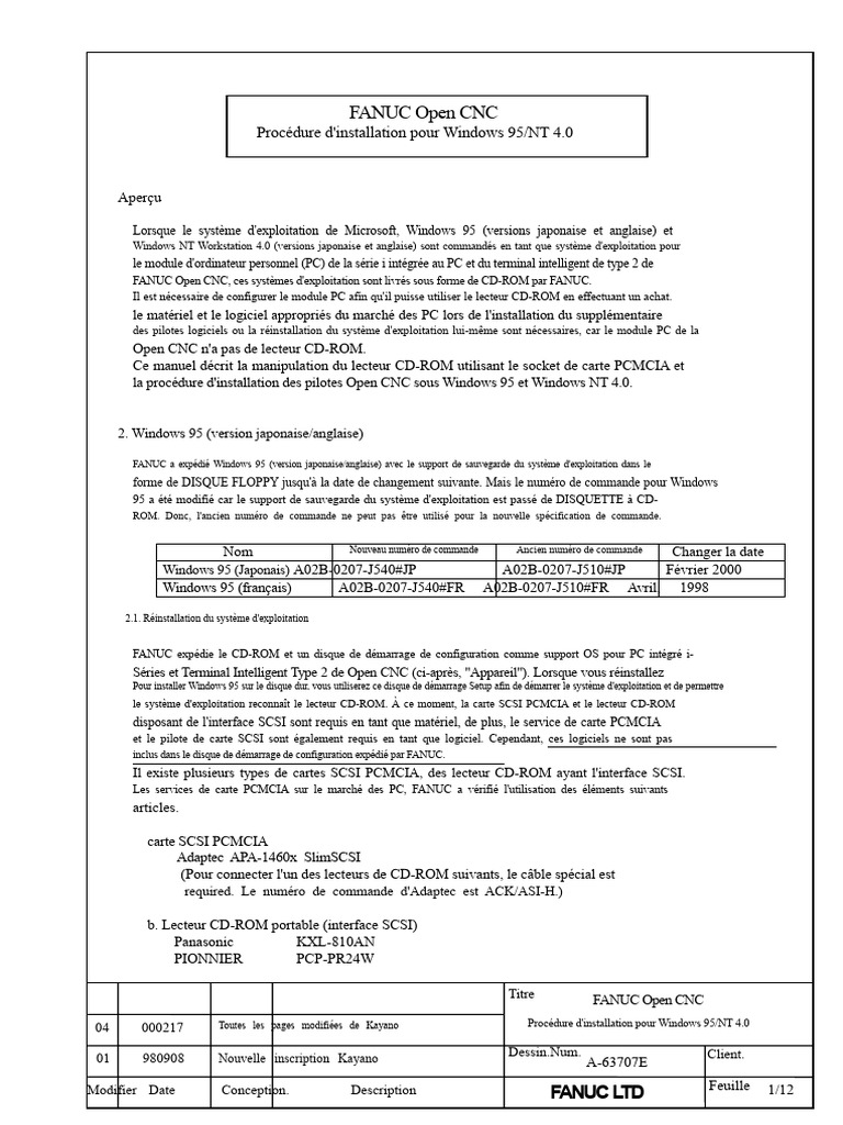 Procédure de Configuration Fanuc Open CNC Pour Windows 95 NT 40 | PDF ...