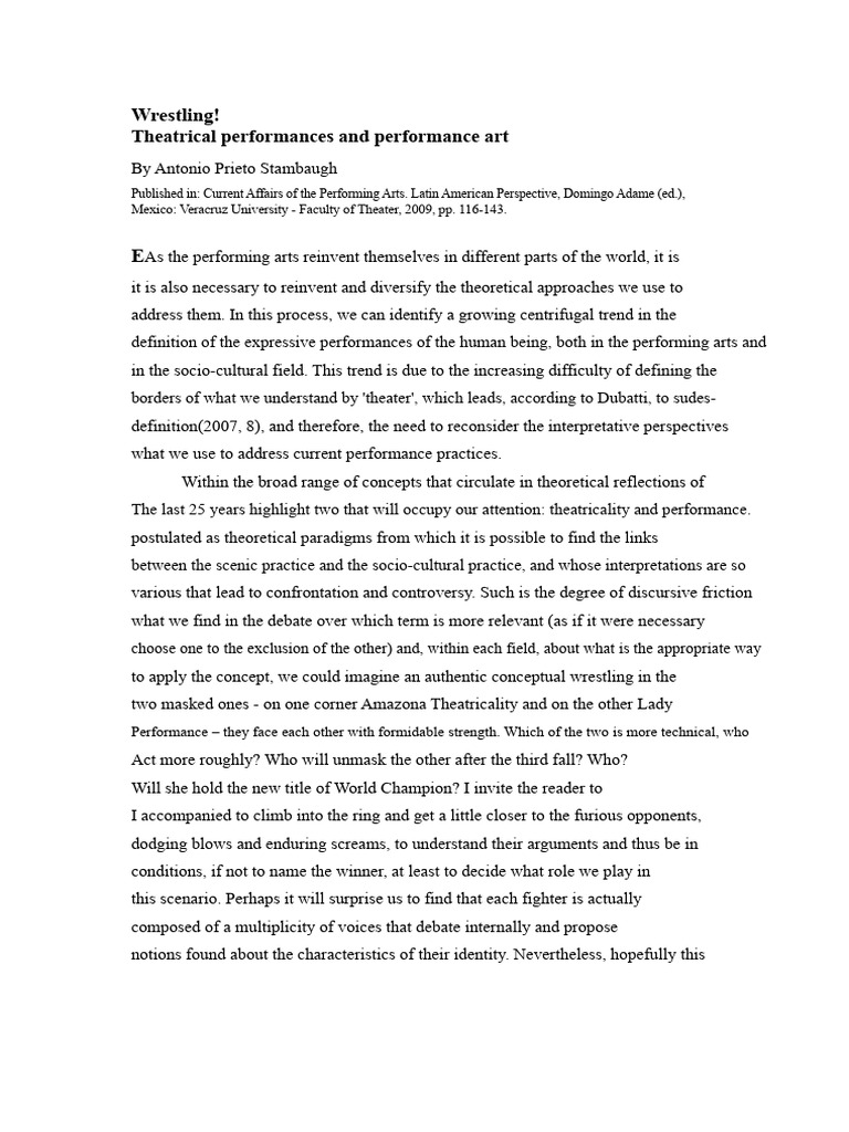 Theatricality vs. Performance in Arts | PDF | Rituals | Discourse