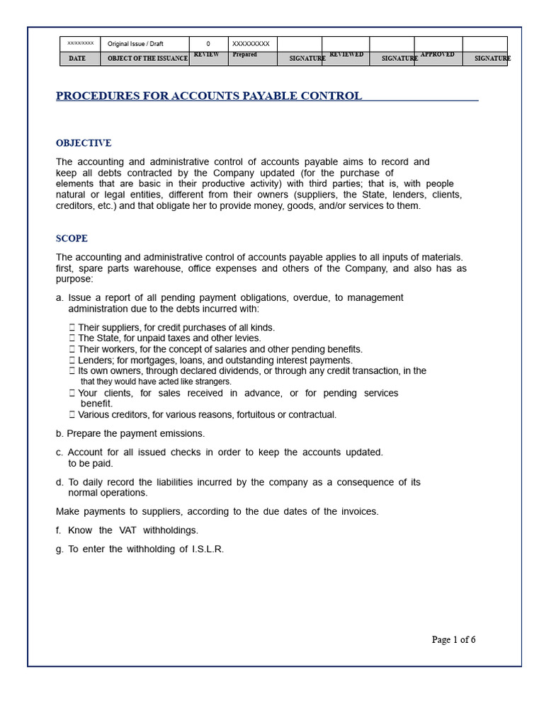 Accounts Payable Control Procedures | PDF | Accounts Payable | Receipt