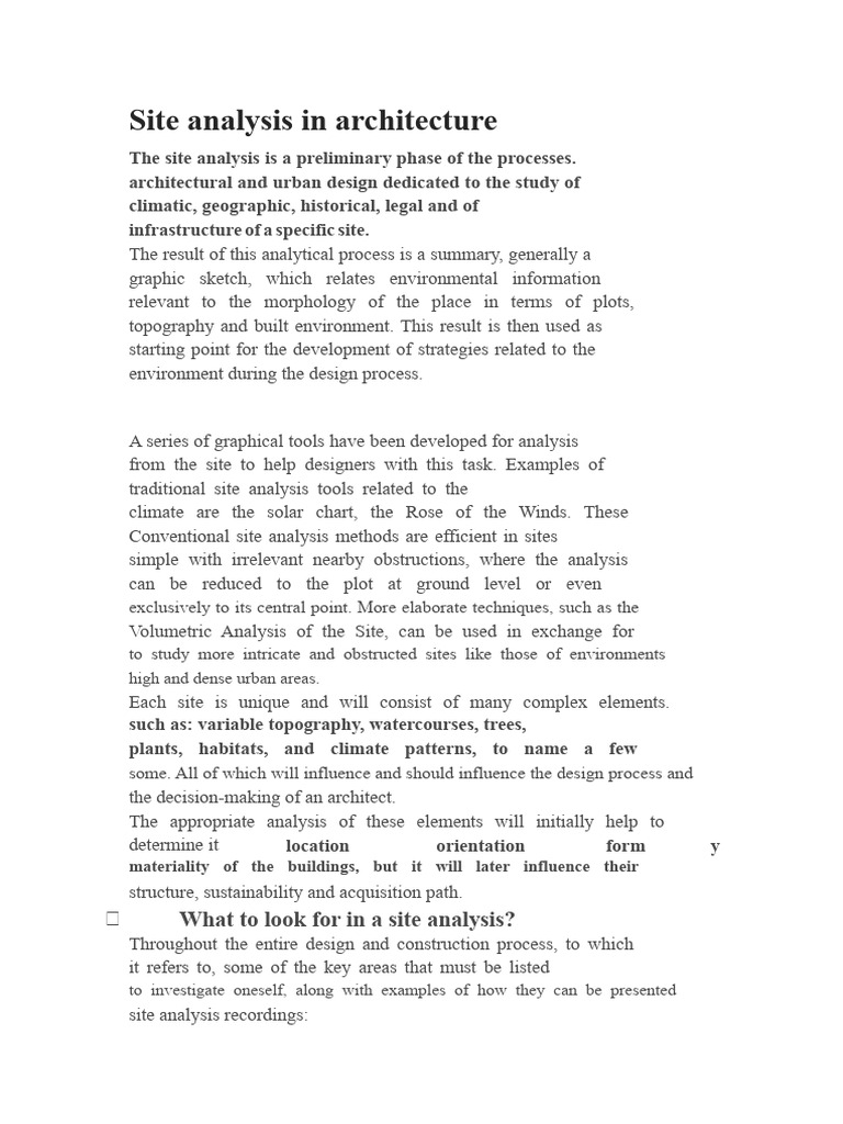 Essential Site Analysis for Architects | PDF
