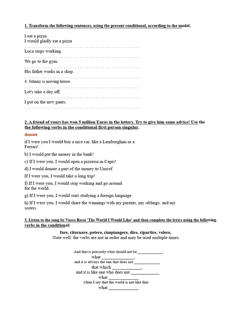Present Conditional Exercises Guide | PDF | Linguistics