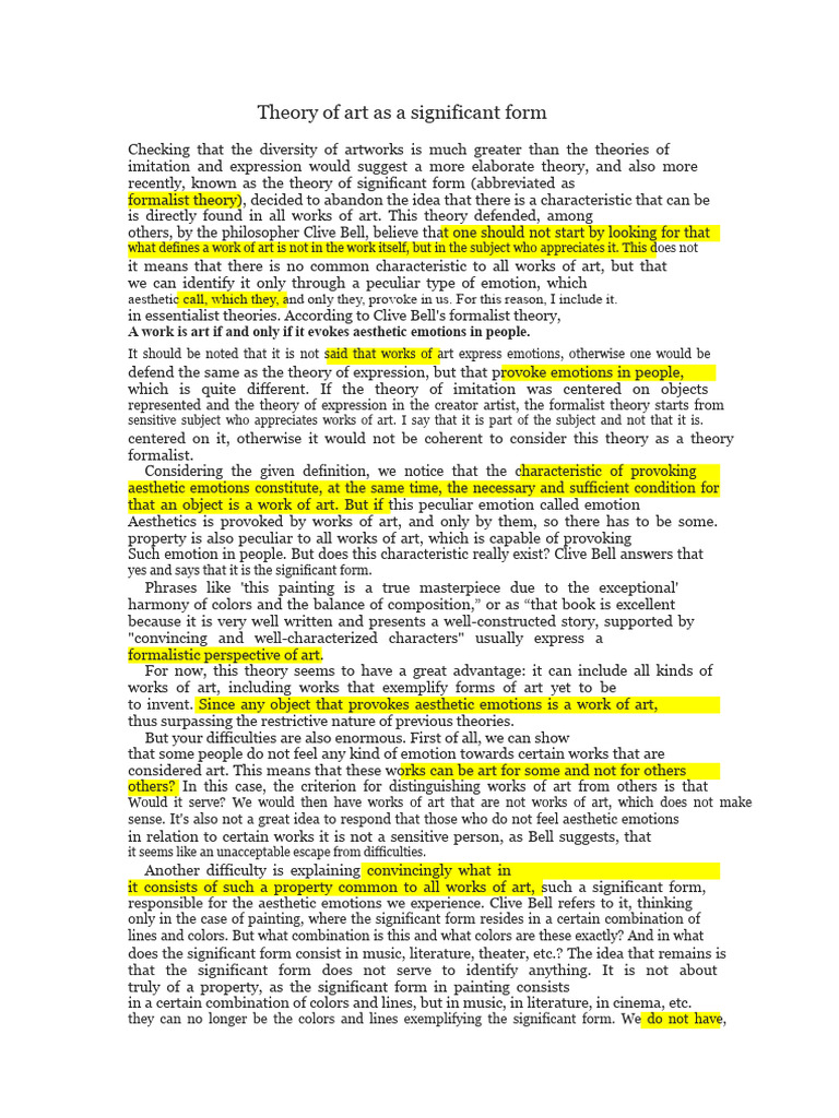 Theory of Significant Form in Art | PDF | Aesthetics | Emotions