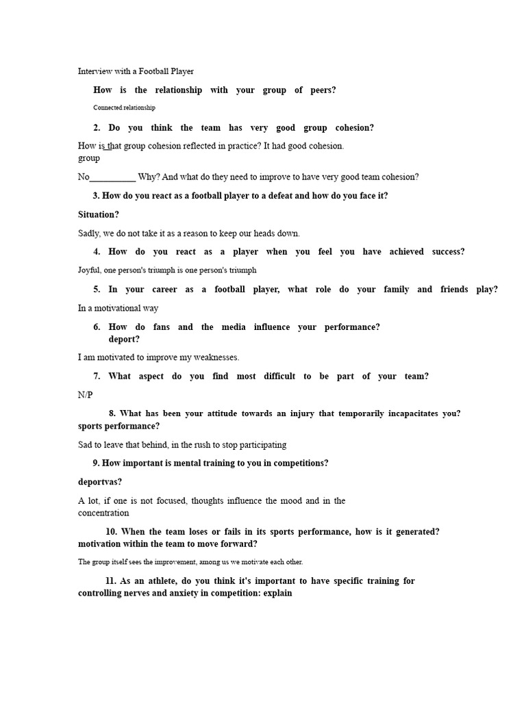 Insights from a Football Player's Journey | PDF
