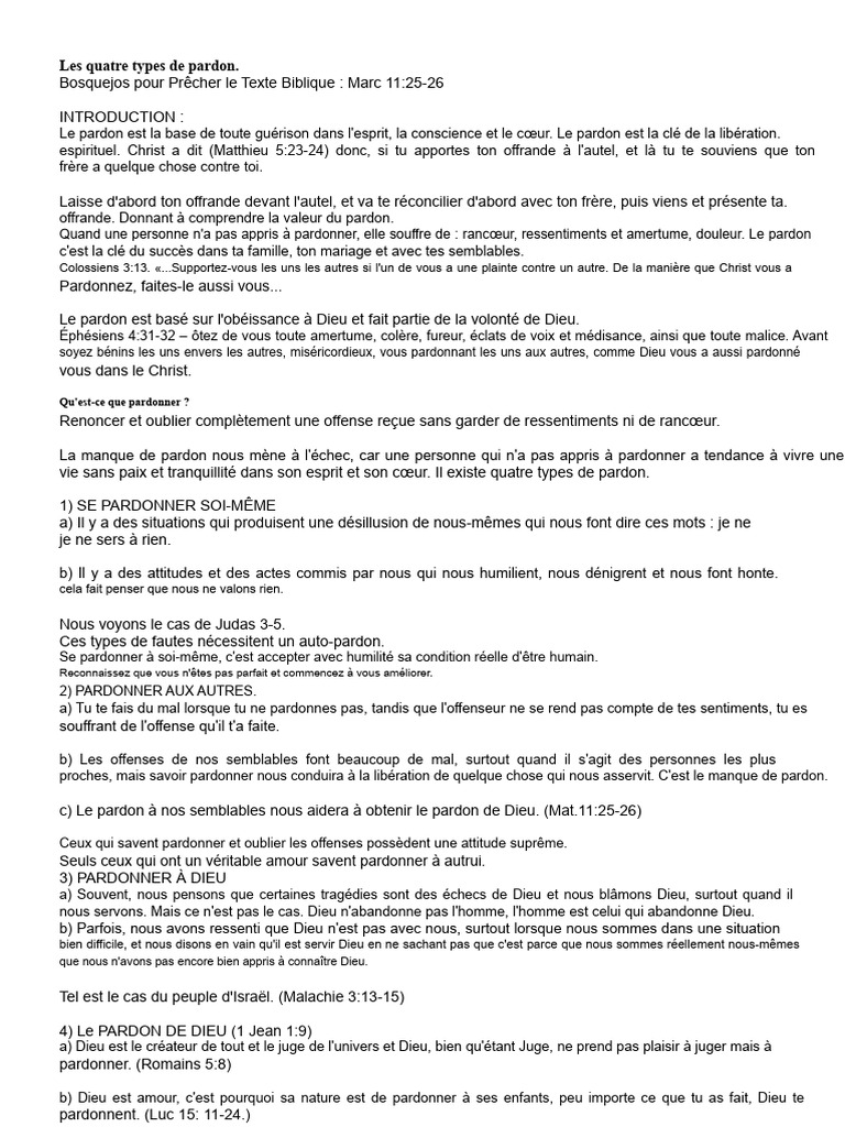 Les 4 Types de Pardon Essentiels | PDF | Pardon | Dieu