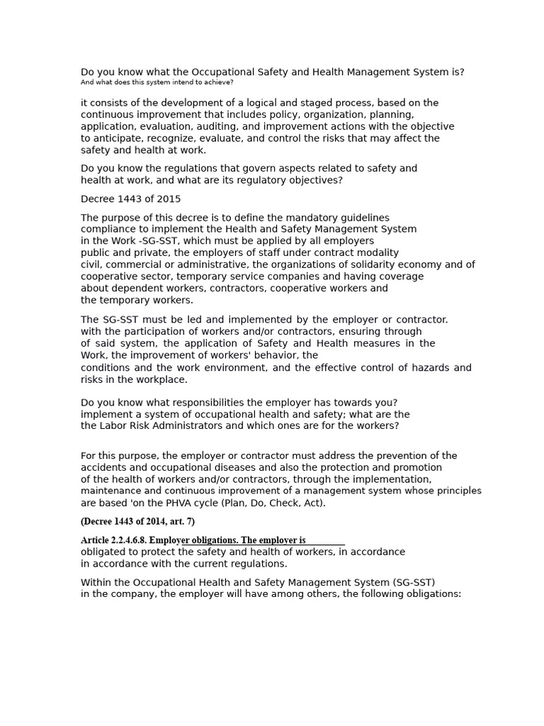 Occupational Health & Safety Management Guide | PDF | Occupational ...