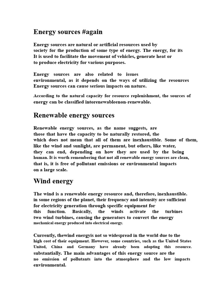 Overview of Renewable Energy Sources | PDF | Energy Development ...
