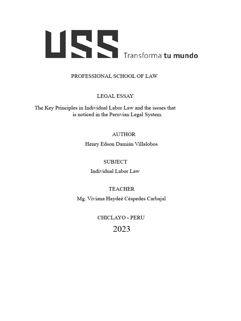 Key Principles of Labor Law in Peru | PDF | Labour Law | Employment