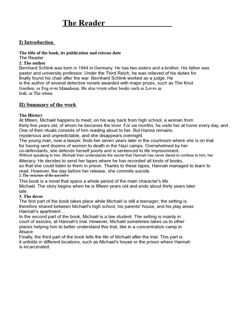 The Reader, Bernhard Schlink | PDF