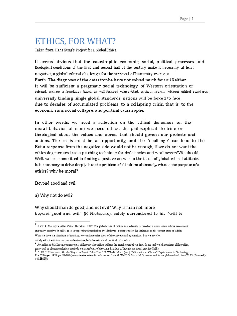 Project of A Global Ethics | PDF | Value (Ethics) | Justice