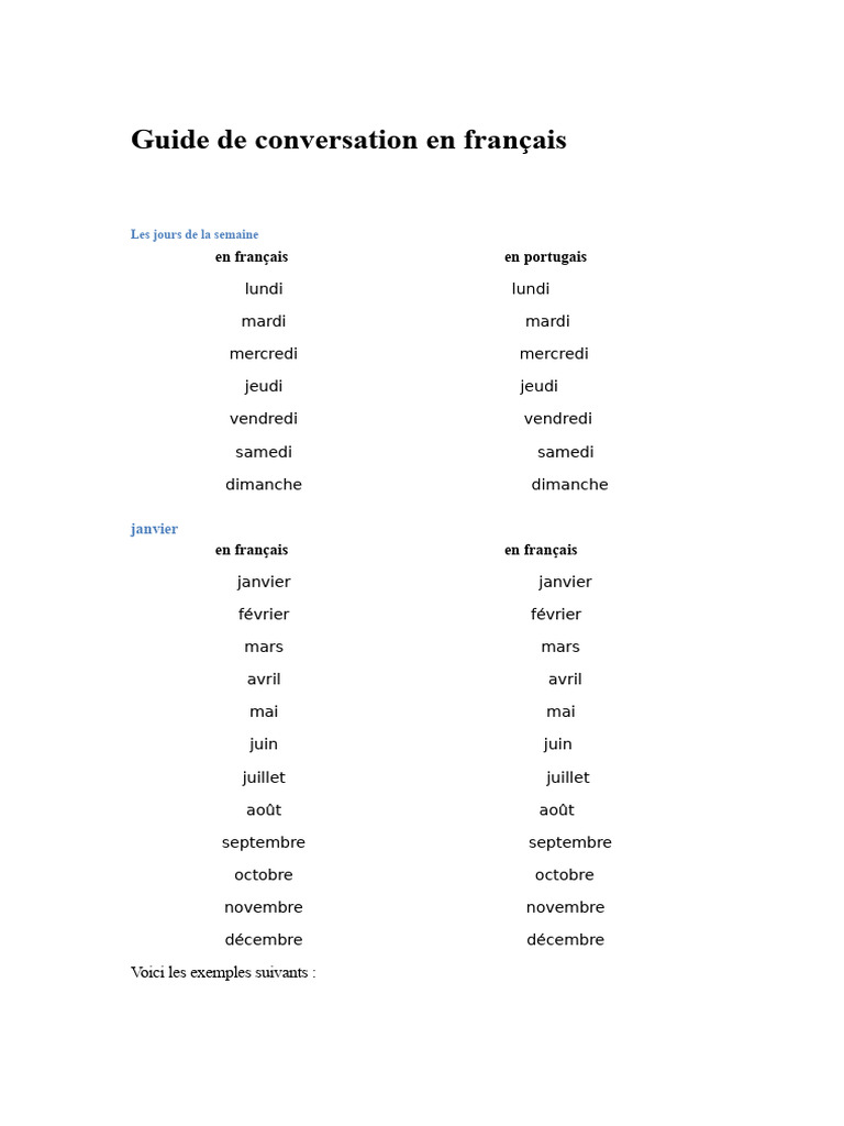 Guide de conversation en français | PDF