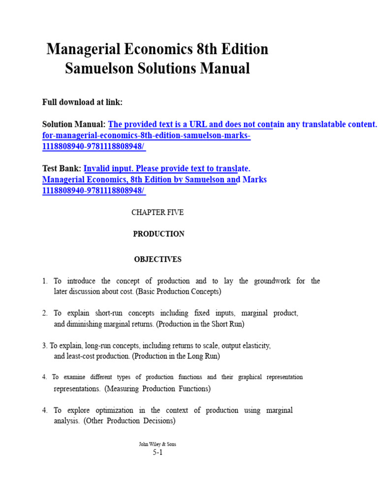 Managerial Economics 8th Edition Samuelson Solutions Manual 1 | PDF ...
