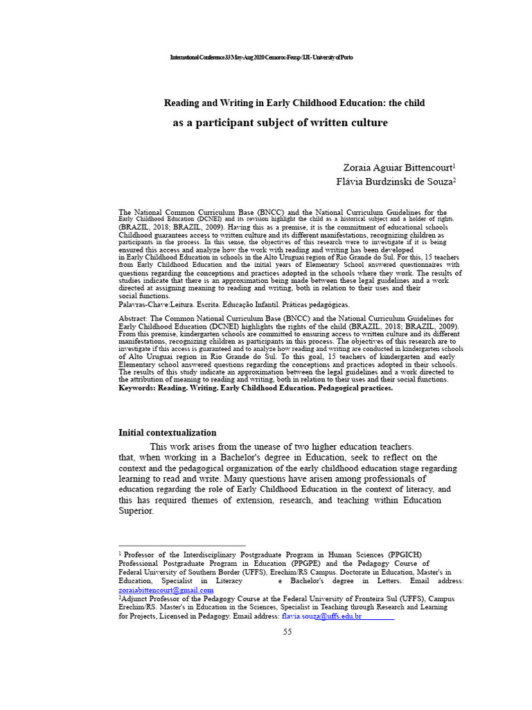 Reading and Writing in Early Childhood Education | PDF | Literacy ...