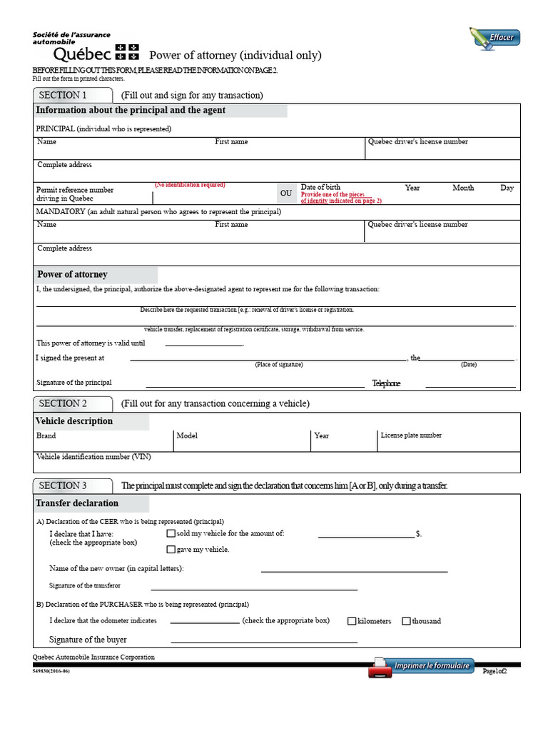 Quebec Vehicle Proxy Form Instructions | PDF | Identity Document ...
