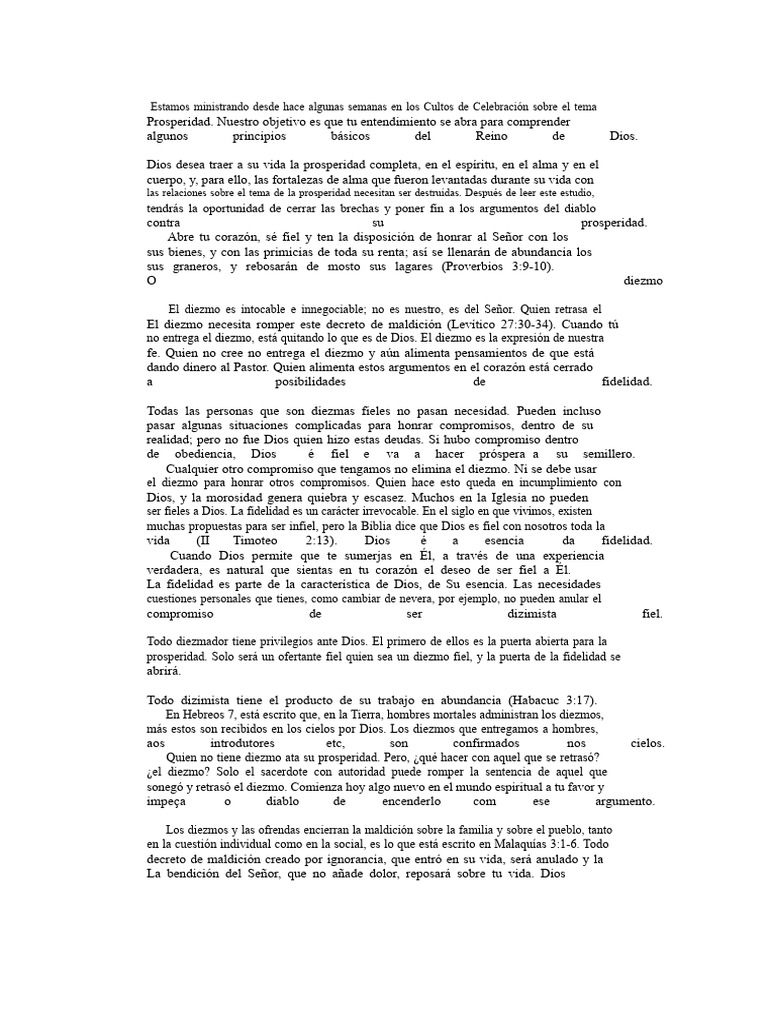 Principios de Prosperidad en el Reino de Dios | PDF | Diezmo | Libro de ...
