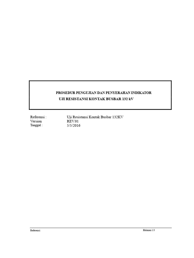 Uji Resistansi Kontak Busbar 132 kV | PDF