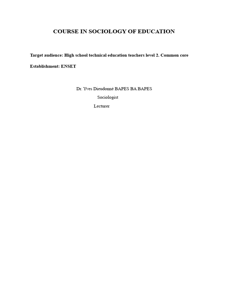 Sociology of Education for Teachers | PDF | Sociology | Émile Durkheim