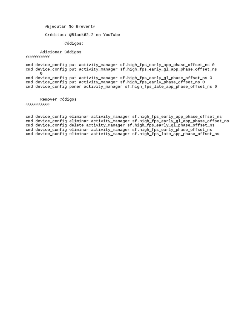 High FPS Command Codes Guide | PDF