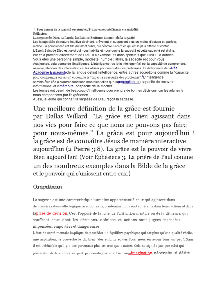 Sagesse Divine Et Intelligence Des Jeunes PDF Dieu vangile Selon 