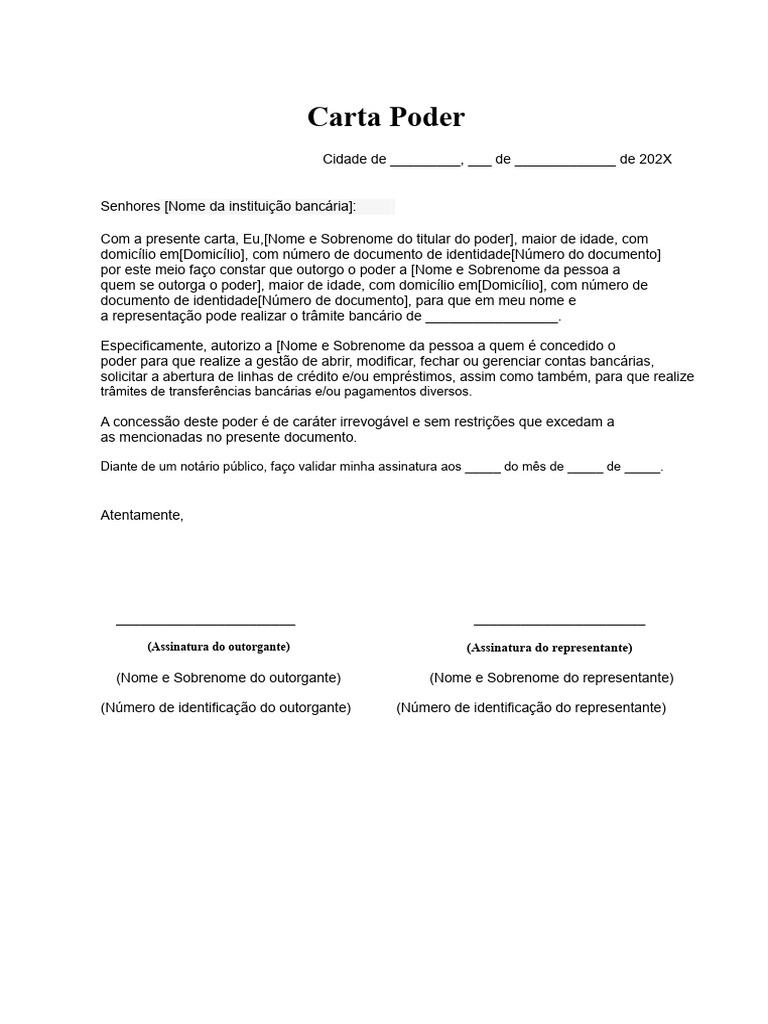 Modelo de Carta Poder Bancário | PDF