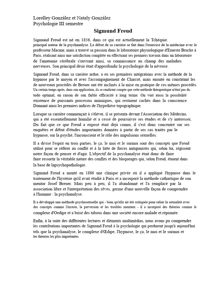 Contributions de Freud à la psychanalyse | PDF | Sigmund Freud ...
