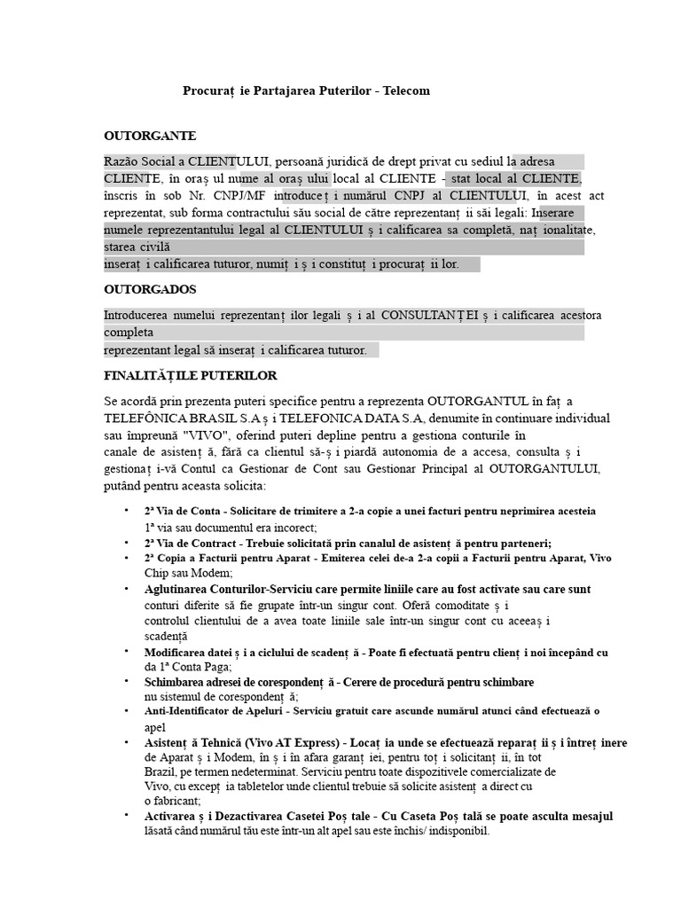 MODEL de PROCURAȚIE | PDF